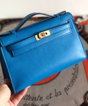 에르메스 미니 켈리백22 블루 금장 스위프트